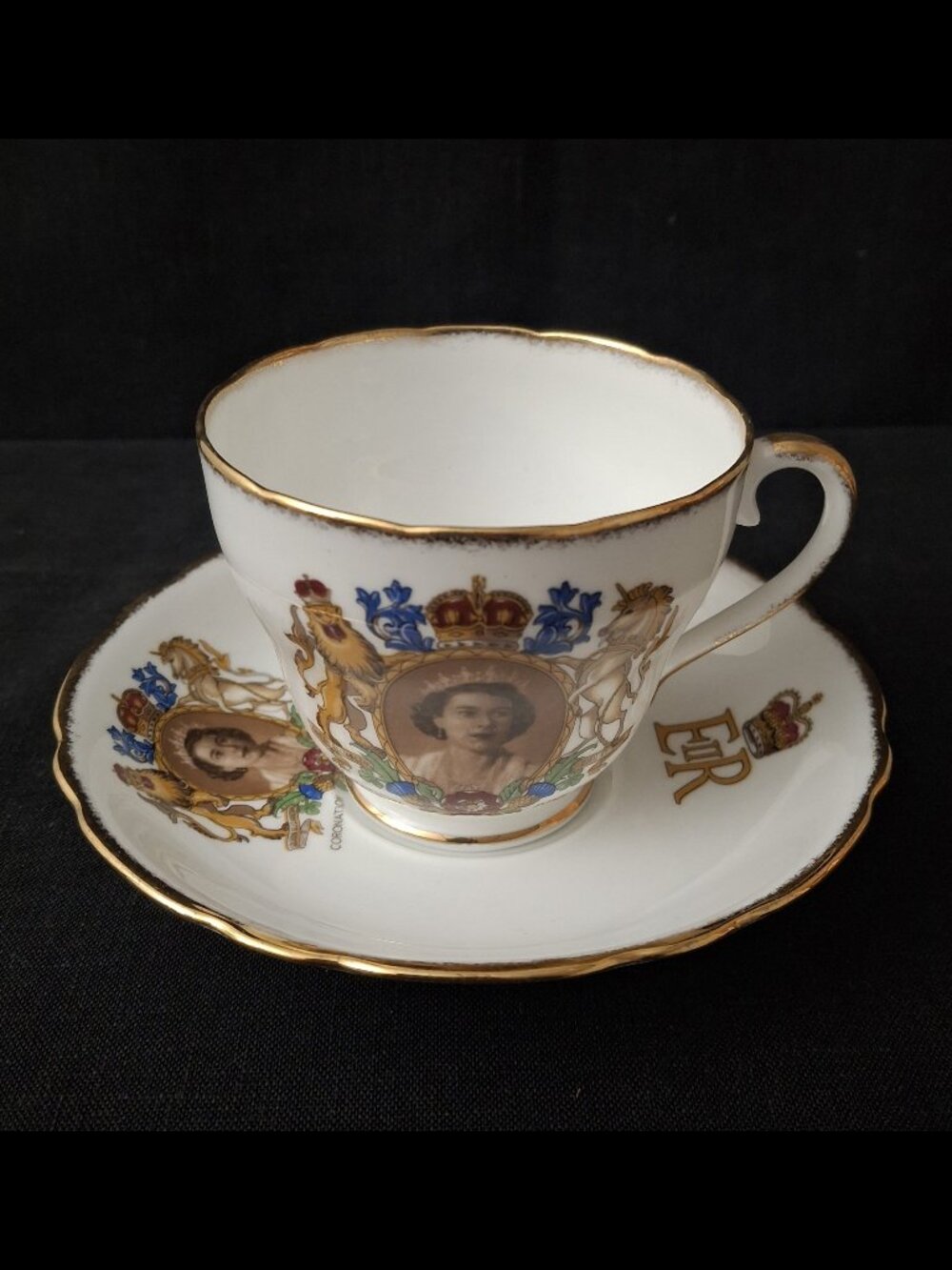 Queen Elizabeth II 1953 Coronation Bone China Tea Cup + Saucer Adderley England